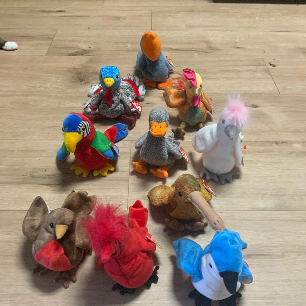 Lot of ten beanie baby birds